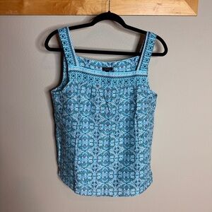 NWT Talbots Blue Patterned Sleeveless Top